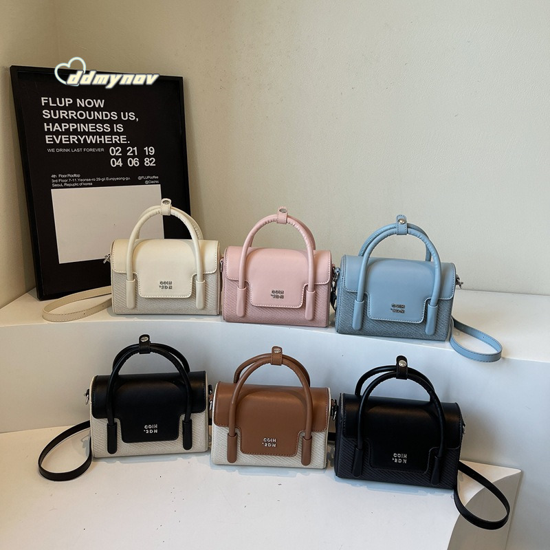 Niche Handheld Small Square for Women 2025 Spring Simple Versatile Color-Block Commuter Shoulder Crossbody Bag ddmynov ddmynov