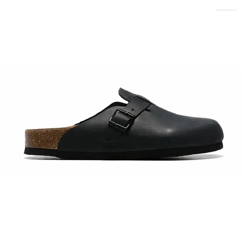 Slippers Top Quality Leather Ink Panties For Women And Men Fashion Summer All-Match Sandals Shoes Soft-Soled Susal