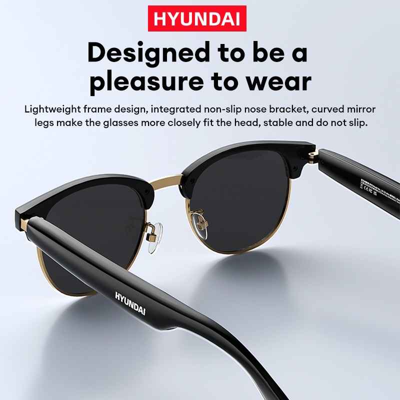 HYUNDAI Luxury designer sunglasses with bluetooth headphones mens Classic UF-C8 Sun Glasses HD Call voice smart earphones Outdoor Sports Hands Free Ca