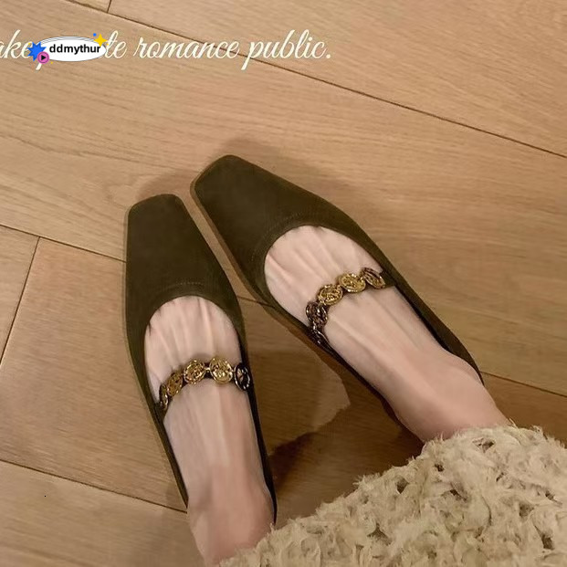 6328 Su Yinyin Same Style Jiangnan Girl ~ Square Toe Small Coin Flat Mary Jane Women Duobao Shoes Commuting ddmythur