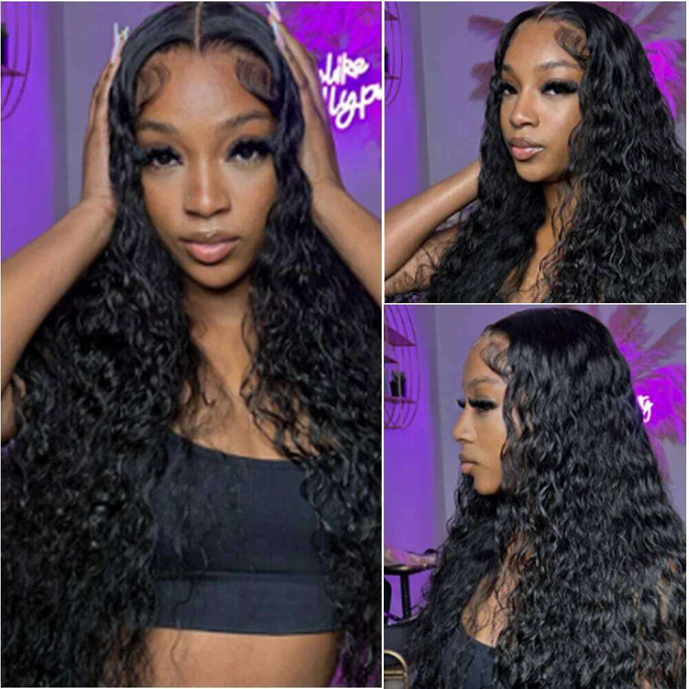 Deep Frontal 13x6 Curly Water Wave 5x5 HD Closure Wig 30 36 Inch Lace Front Wigs Human Hair