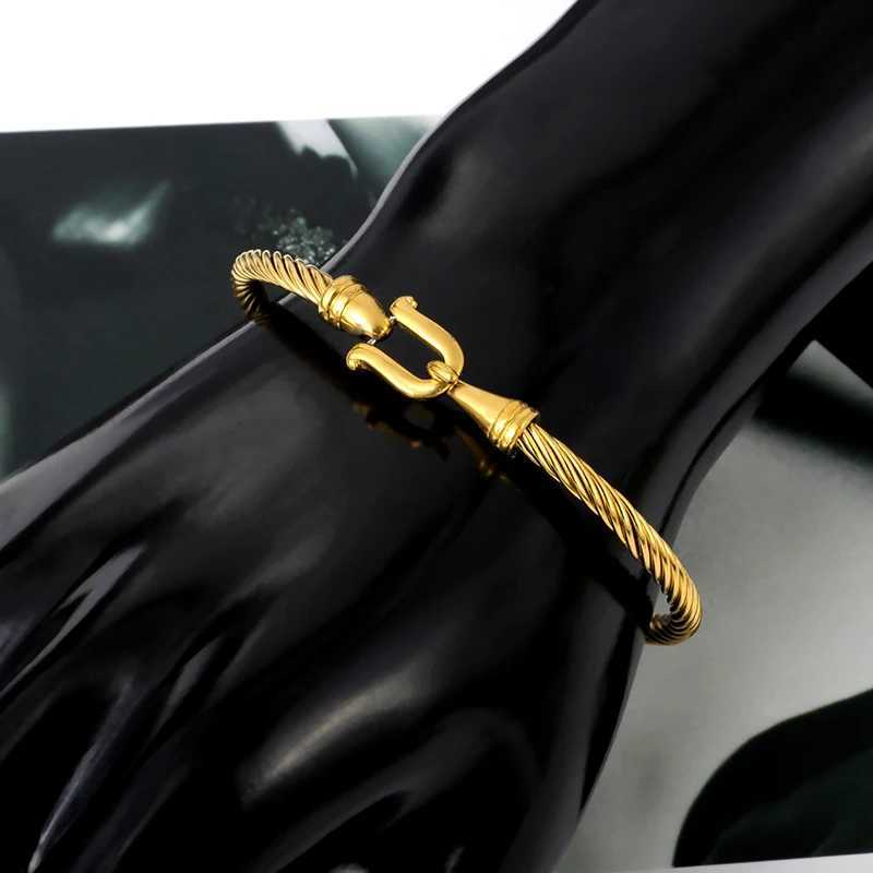 Trendy Charm Cuff Tie Knot U Bangles for Women Gold Color 316L Stainless Steel Wire Thin Simple Bangles Jewelry Z250616