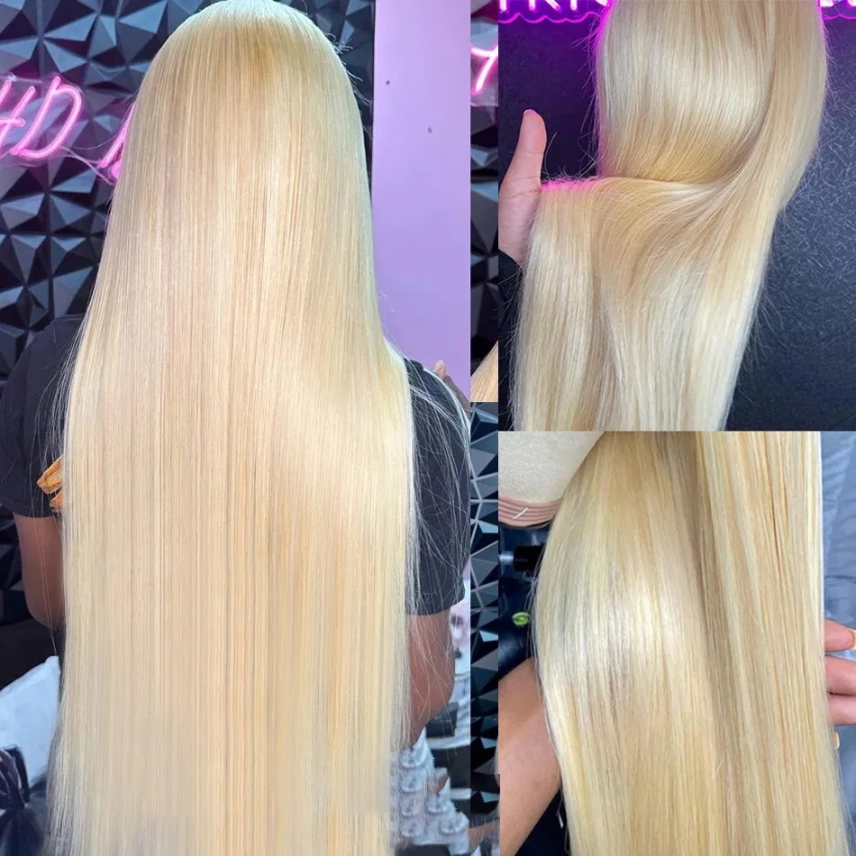 13x4 13x6 360 HD Transparent 613 Honey Blonde Color Lace Front Human Hair Wigs for Women Raw Brazilian Straight Synthetic Lace Frontal Wig