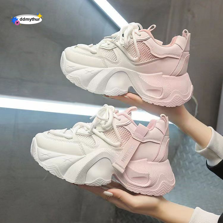 Women's Dad Sneakers 2024 New Summer Breathable Mesh Thick-Soled Platform for Petite Women Fashionable Height-Increasing Shoes ddmythur