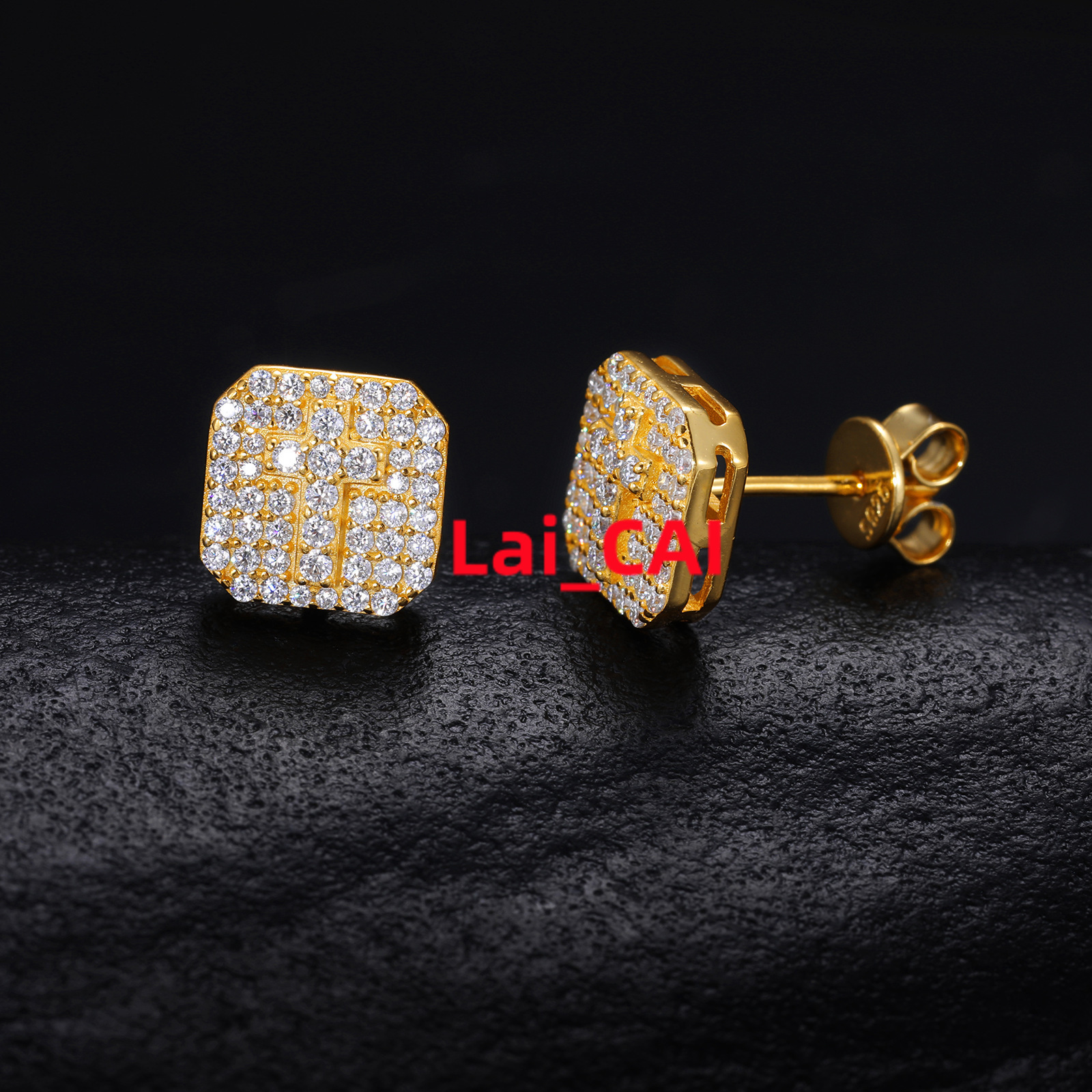 Luxury 925 Silver Moissanite Earrings 18K Gold Coated Fashion Ear Jewelry Wholesale