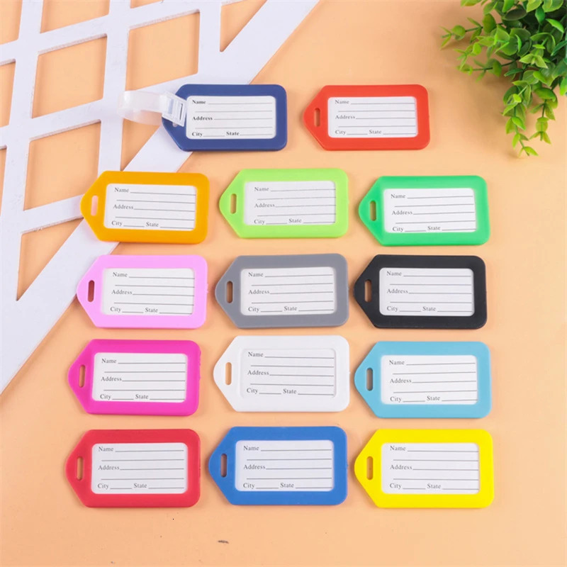 20pcs Luggage Tags Suitcase Label Bag Travel Accessories Tag Name Address ID Plastic Baggage Tags 250616