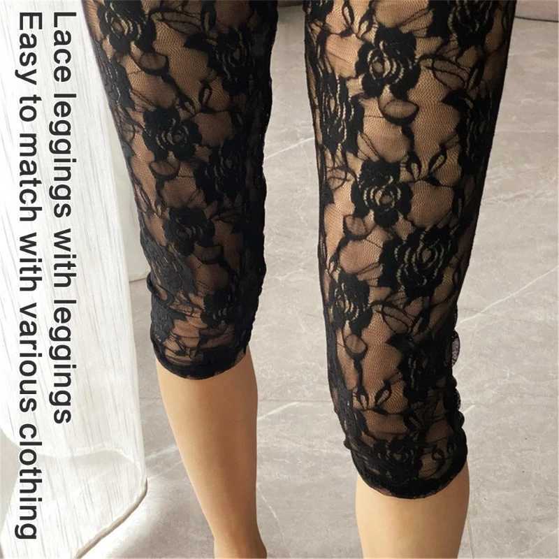Womens Under Skirt High Waist Sheer Mesh Shorts Cropped Pants See Through Flower Lace Bodycon Capris Leggings TightsXJ250616