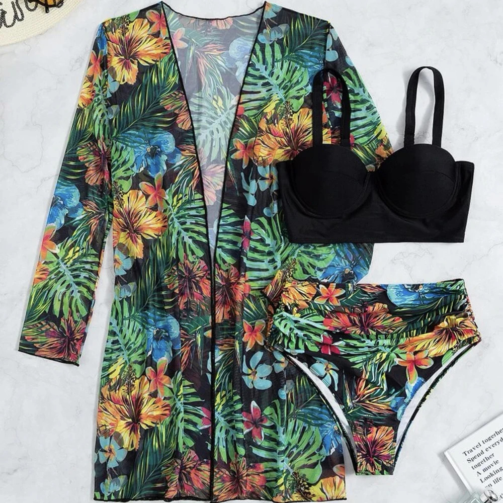 2025 Bikini Beach Skirt Tunics for Beach Cover up Swimsuit Women Ruffle Biquini Bathing Suit Summer Beach Wear Swim Suit 250614