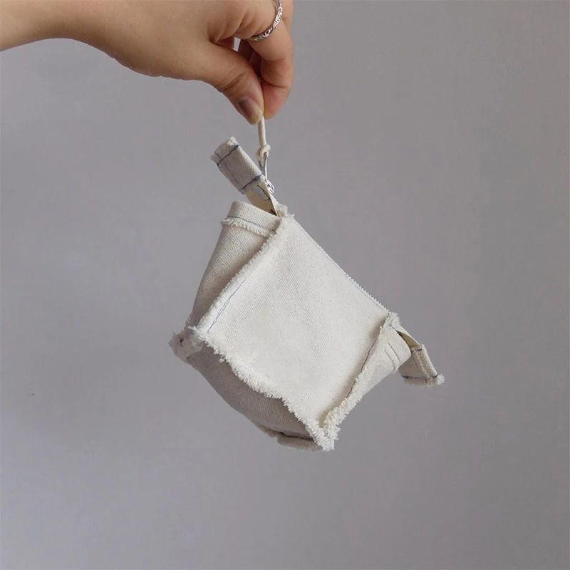 Ins White Small Thicken Canvas Coin Bags Purse Mini Zipper Bus Working ID Credit Card Holder Earphone Keys Money Storage Bags 250614