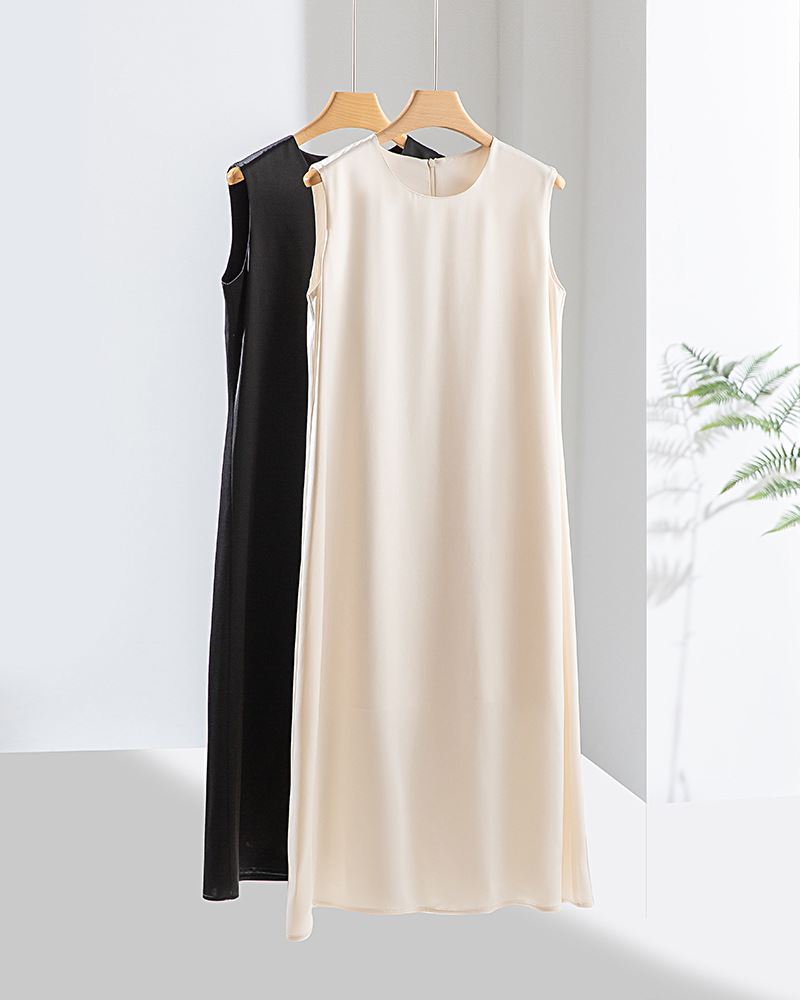 JM150 Women's solid color all-match sleeveless vest dress long skirt summer