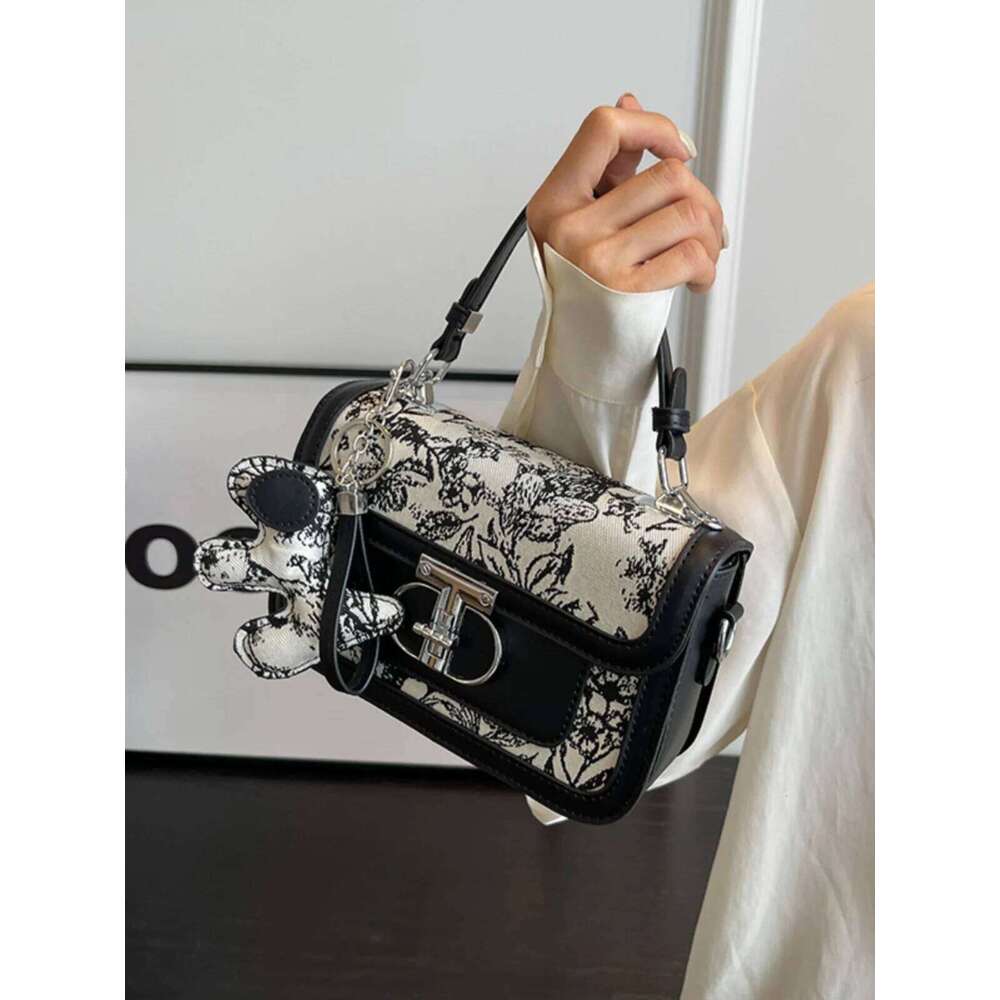 Popular Square Crossbody For Women 2023 New Designer Brand Flower Handbag Black Tote Fashion Shoulder Bag