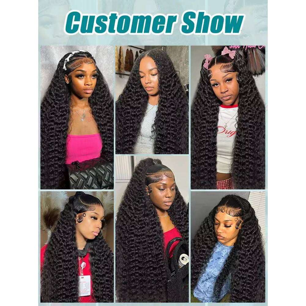 30 40 42 Inch Deep Wave 13x6 HD Front human hair Wig For Women 180 Density Brazilian Water Curly 13x4 Lace Frontal Wigs