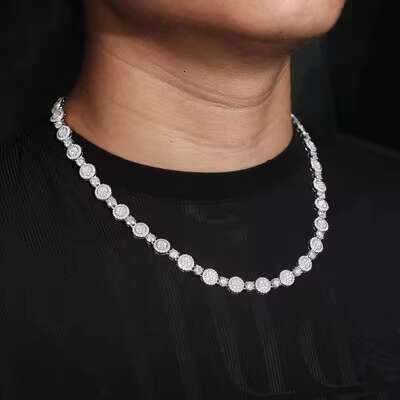 Unisex 925 Silver Iced Chain Necklace 2024 New Hip Hop Moissanite S925 Punk Party Jewelry Mens Tennis Chain for Sports Parties