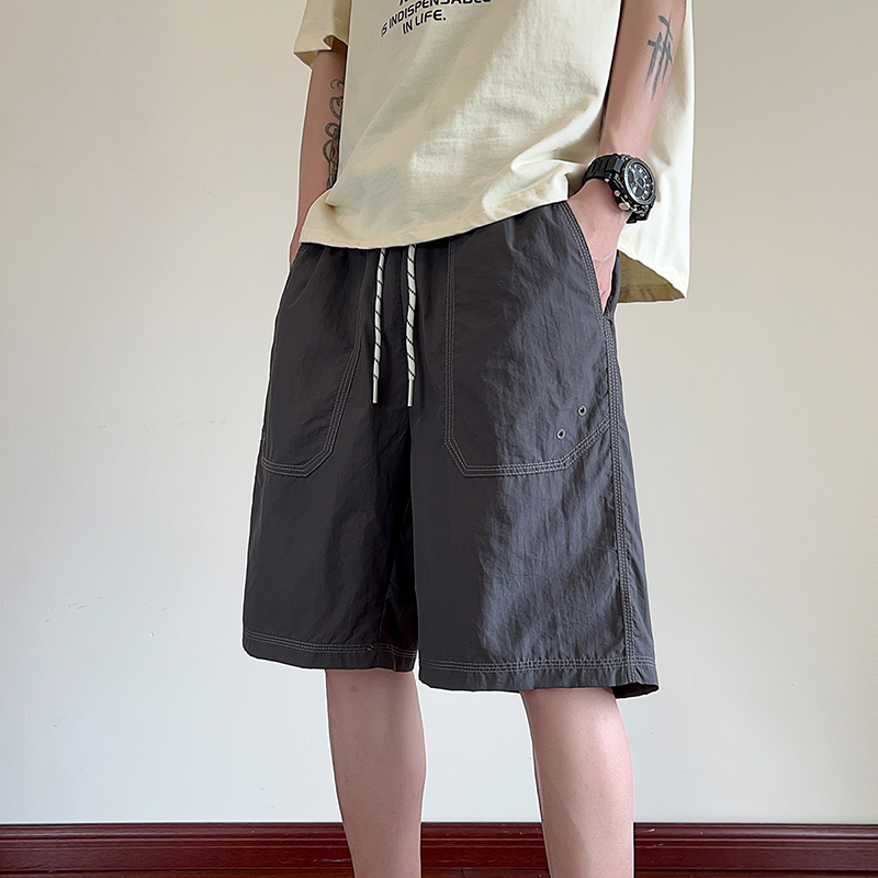 Men's Shorts, Designer Style, Summer Casual and Fashionable, Loose Straight-Leg Five-Inch Shorts, Quick-Drying, Loose Workwear Shorts, Thin Style