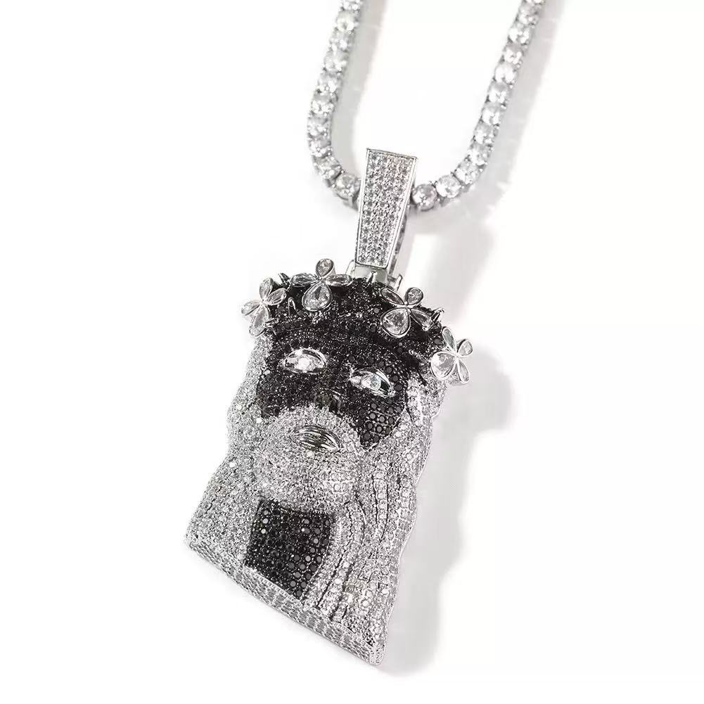 Custom Luxury 3 Tall Jesus Pendant 925 Sterling Silver 14k Gold Plated Fancy Cutting Moissanite Jesus Head Pendant