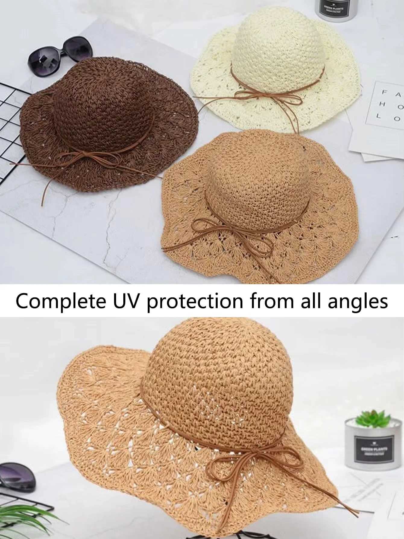 New Arrival Handwoven Straw Sun Hat - Womens Summer Wide-Brimmed Foldable Panama Hat with Bow Accent UV Protection for Beach Outdoor Wear U250616