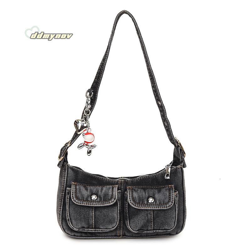 Vintage Denim Fabric Underarm Bag for Women 2025 Summer New Fashion Versatile Commuter Shoulder Handbag ddmynov ddmynov