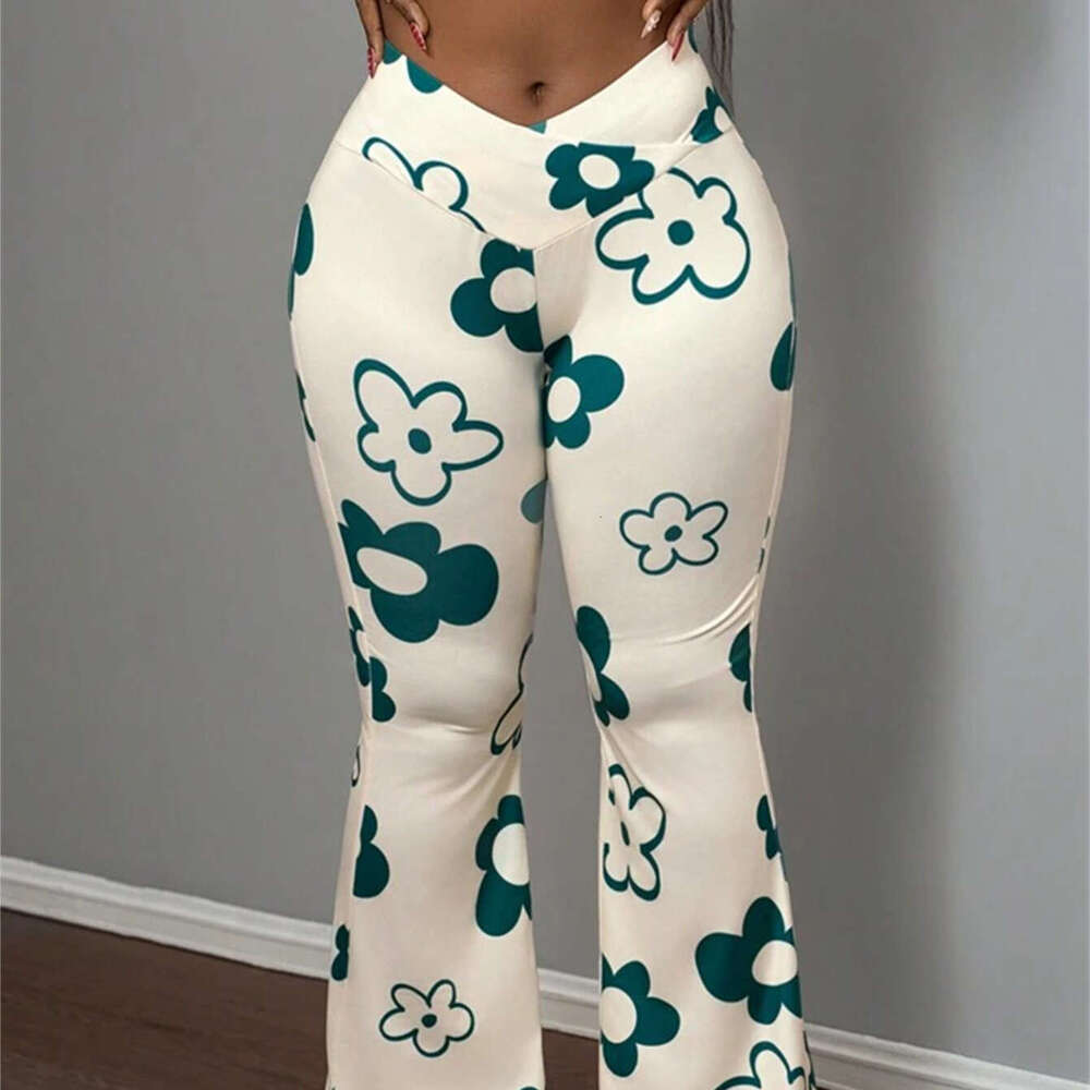 Summer New Women's Printed Slim Fit Bodycon Casual Long Pants B5