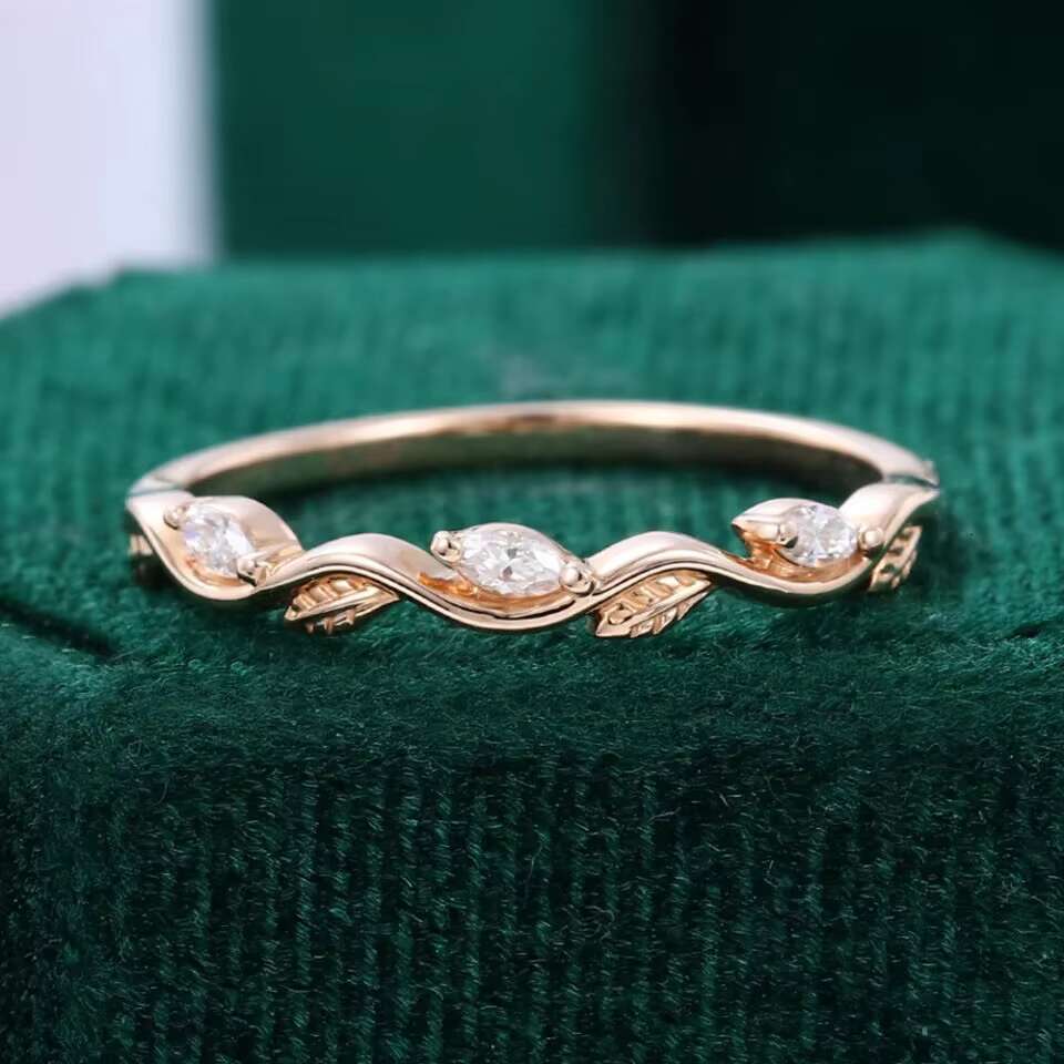 Luxury Fine Jewelry Wavy Marquise Moissanite Half Eternity Band for Wedding and Engagement Gifting Options