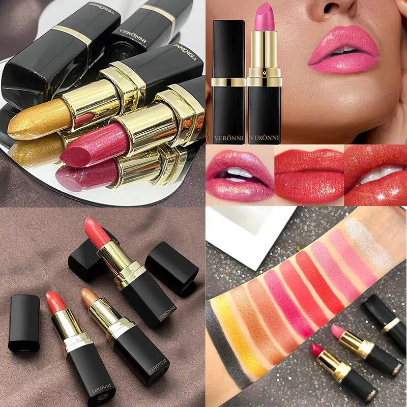 Diamond Shimmer Lipstick Lip Gloss High Pigmented Long Lasting 10 Colors Glitter Lipgloss Lips Makeup Cosmetics Sexy Make Up happy