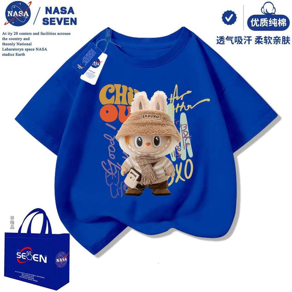 NASA Cartoon T-Shirt Short Boys and Girls Summer New Labubu Half Sleeve Casual Big Kids