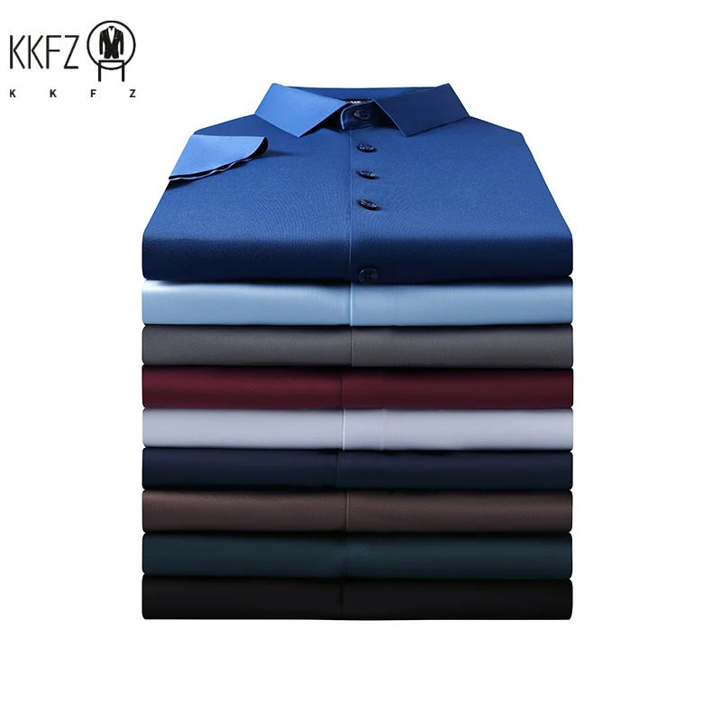 Mens Business Casual Solid Color Short Sleeve Shirt for Summer Fashion No Ironing Comfortable and Versatile Top 250614