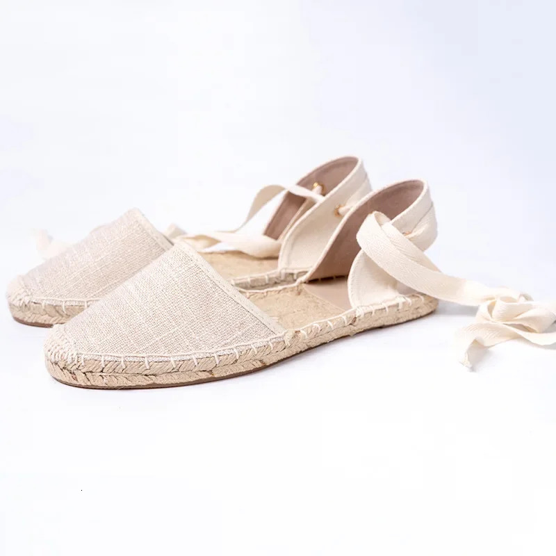 2025 Hemp Rope Bottom Ladies Sandals Flat Shoes Women Strappy Fisherman Sandals Women Spring and Summer Lace Students 250613