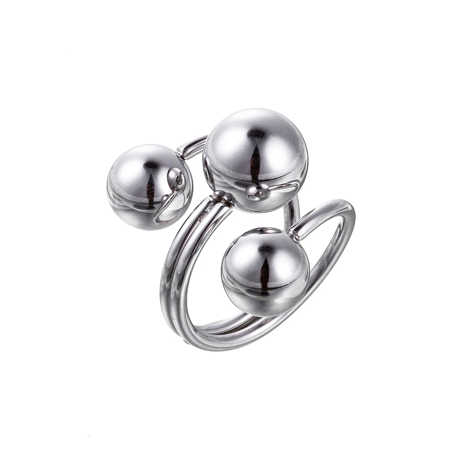 CARLIDANA Stainless Steel Silver Color Open Irregular Circle Finger Rings Steel Personalized Geometric Open Ring Women 250610