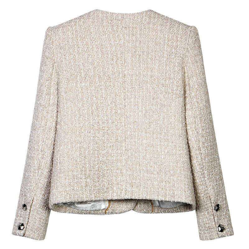 New Fashionable And Elegant Retro Celebrity High-End Temperament Design Round Neck Single-Breasted Small Fragrance Jacket