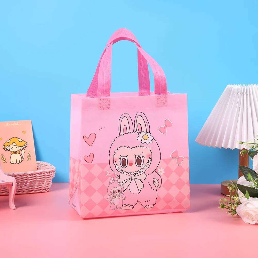 Women's Bags Designer 5/10Pcs Cartoon Labubu Candy Snacks Waterproof Non-Woven Gift Tote Bags Shopping Portable Bag For Gifts 23X22x11cm