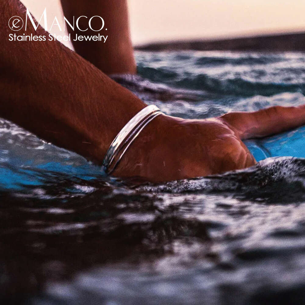eManco Multi-layer Stainless Steel Stacking Simple Fashion Design Men's Bracelet