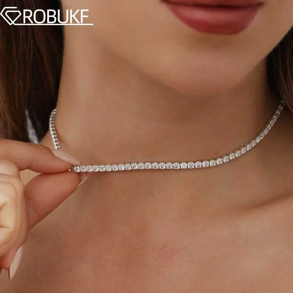2mm Moissanite Tennis Necklace For Women S925 Silver Plated 18K Gold Sparkling Rhinestone Choker Chain Wedding Jewelry Adjustable W250616