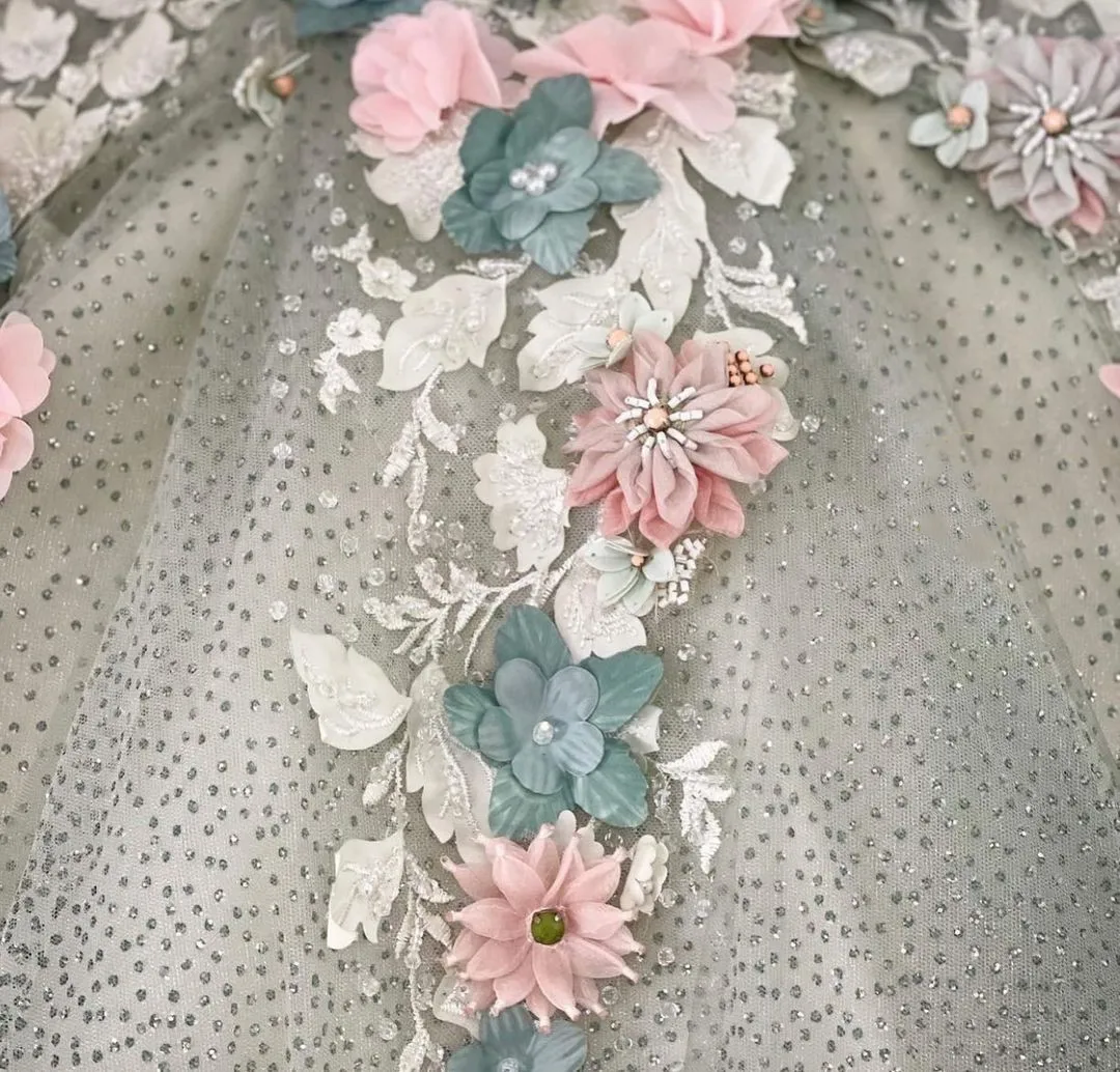 Princess Sweetheart Quinceanera Dresses Ball Gown 3D Flowers Beaded Lace Tulle Birthday Party Puffy Sweet 16 Prom Dress