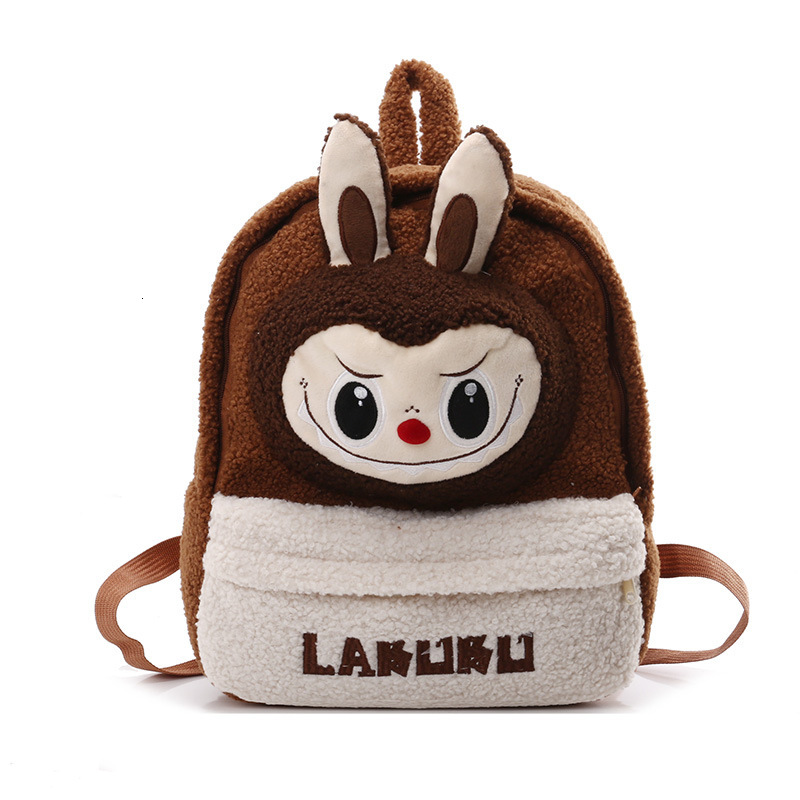 Labubu Cartoon Campus Plush Cute Lamb Wool Pop Mart Backpack Large Capacity Pain Bag
