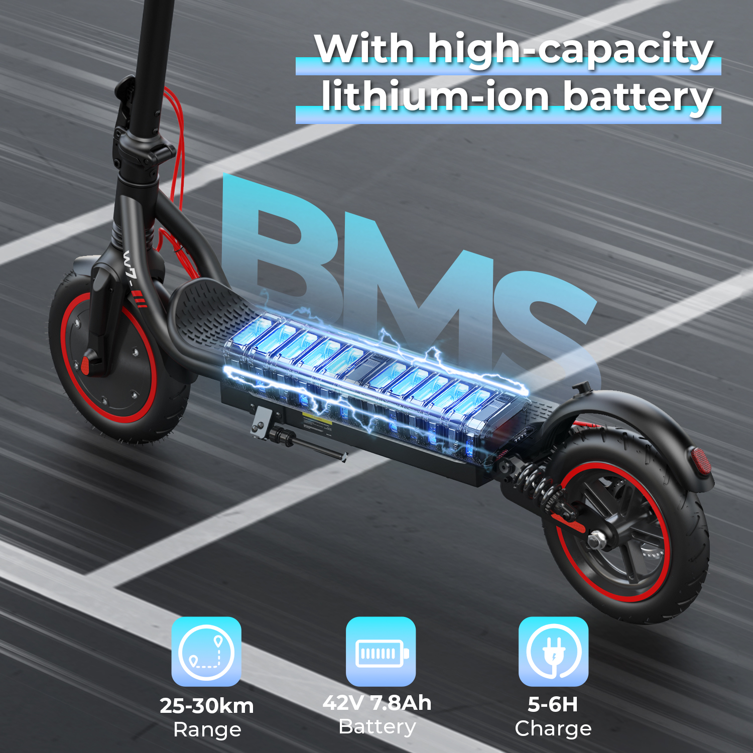 Electric scooter offroad 8.5 inch 350W 42V/7.8AH Foldable e-scooter iScooter W7 35KM/H 120kg