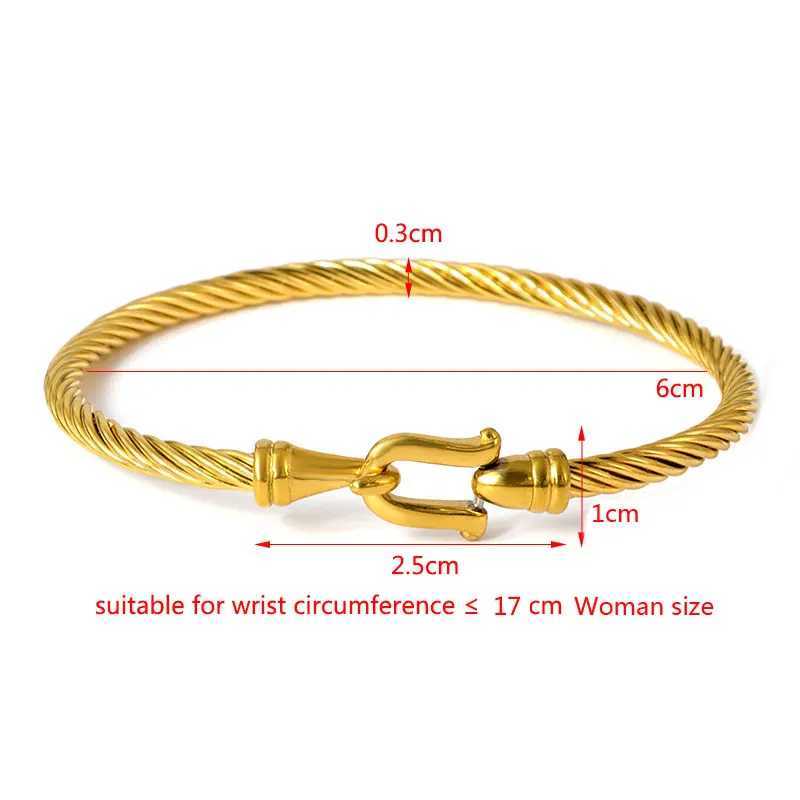 Trendy Charm Cuff Tie Knot U Bangles for Women Gold Color 316L Stainless Steel Wire Thin Simple Bangles Jewelry Z250616