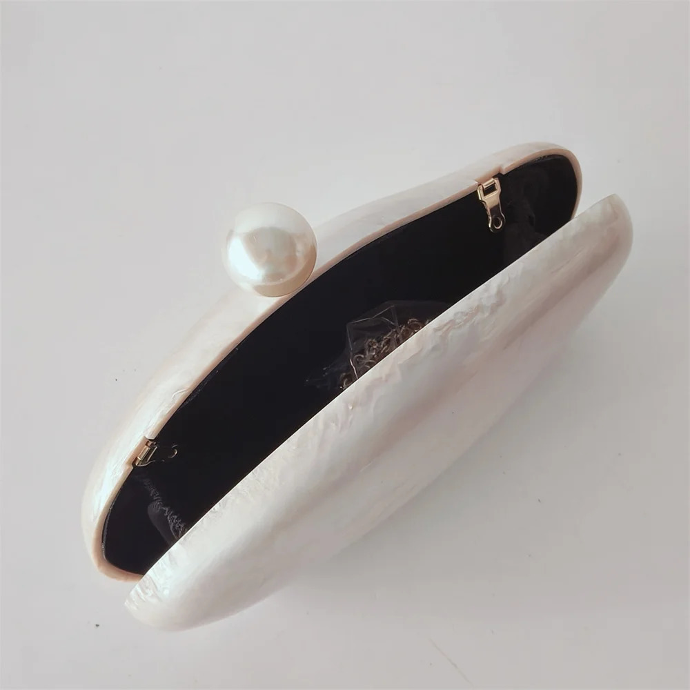 Marble Egg Shape Clutch Bag Acrylic Purse Women Wedding Evening Party Cute Ivory Beach Mini Summer Pearl Lady And Handbag 250614