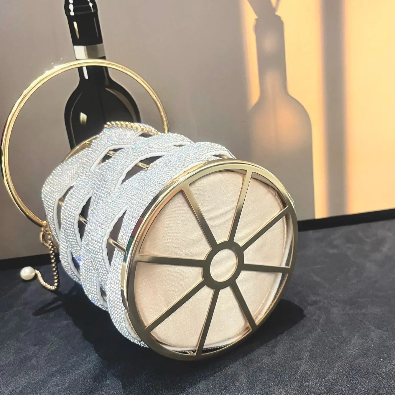 Handmade Rhinestones Evening Clutch Bag Purses and Handbag Luxury Designer Shoulder Shiny Crystal Purse Bucket Bag 250614