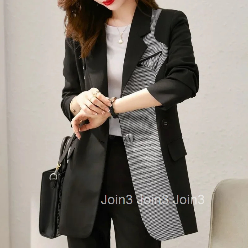 Coats for Women Splicing Outerwears Loose Korean Fashion Blazer Woman Popular Clothes In Promotion Style Fall 2025 New On Jacket