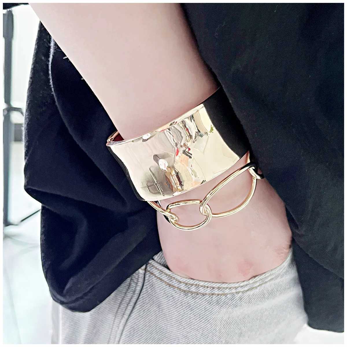 Minimalist Punk Cuff Bangles Vintage Punk Chunky Metal Gold Silver Color Geometric Bangles Women Hip Hop Jewelry Gifts Z250616