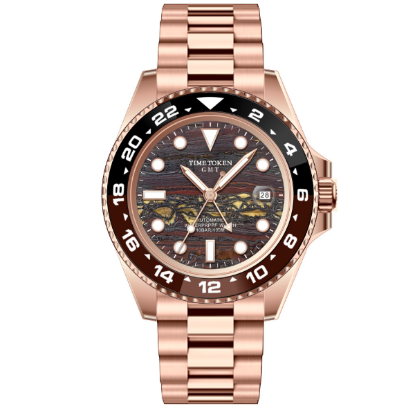 TIME TOKENVersion GMT Watches Men's Luxury Sapphire Automatic Mechanical Watch 40MM Stainless Steel Waterproof Watch
