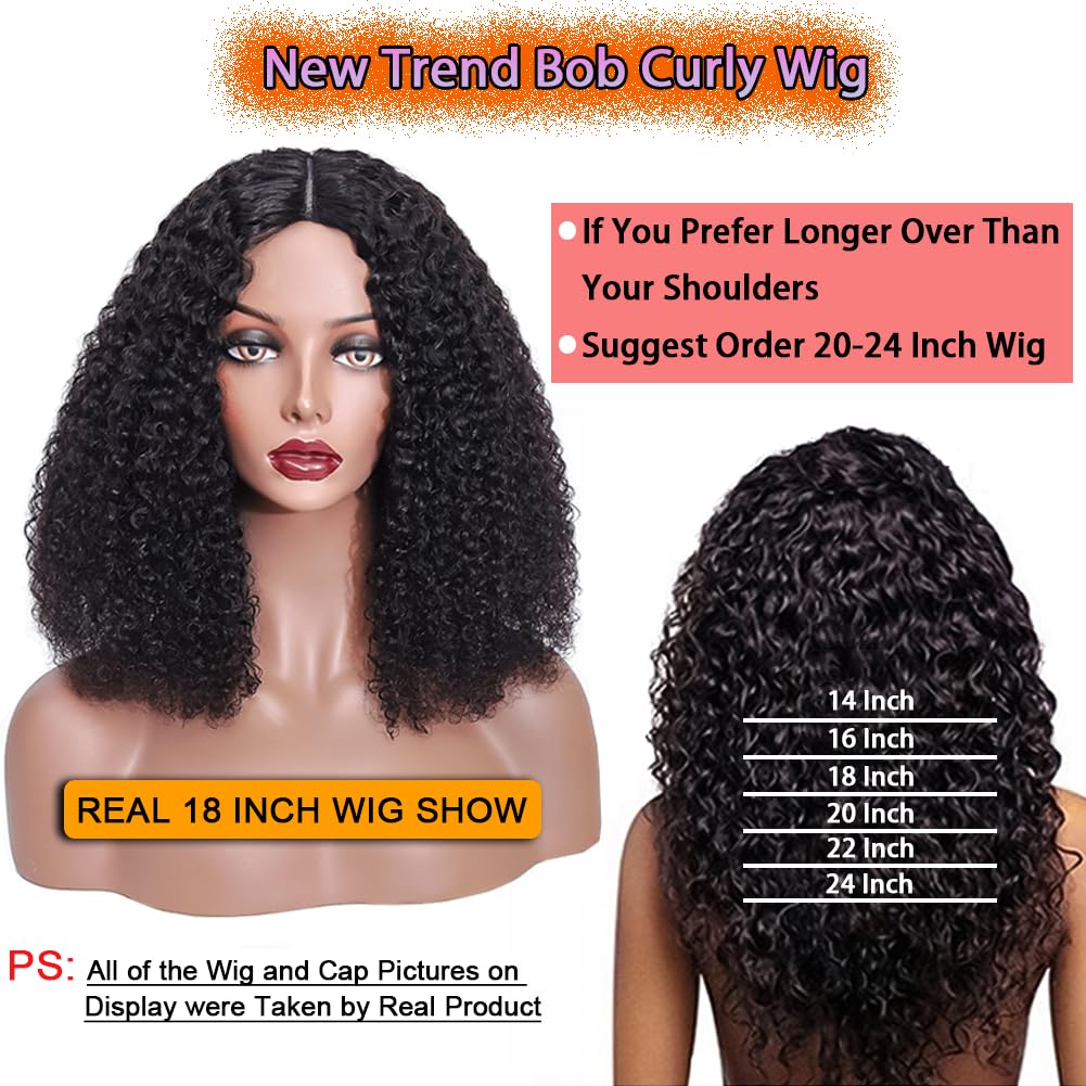 v part wig human hair kinky curly upgrade u part glueless wigs human hair pre plucked for black women 180% density 4x4x1 inch middle net clip in half 