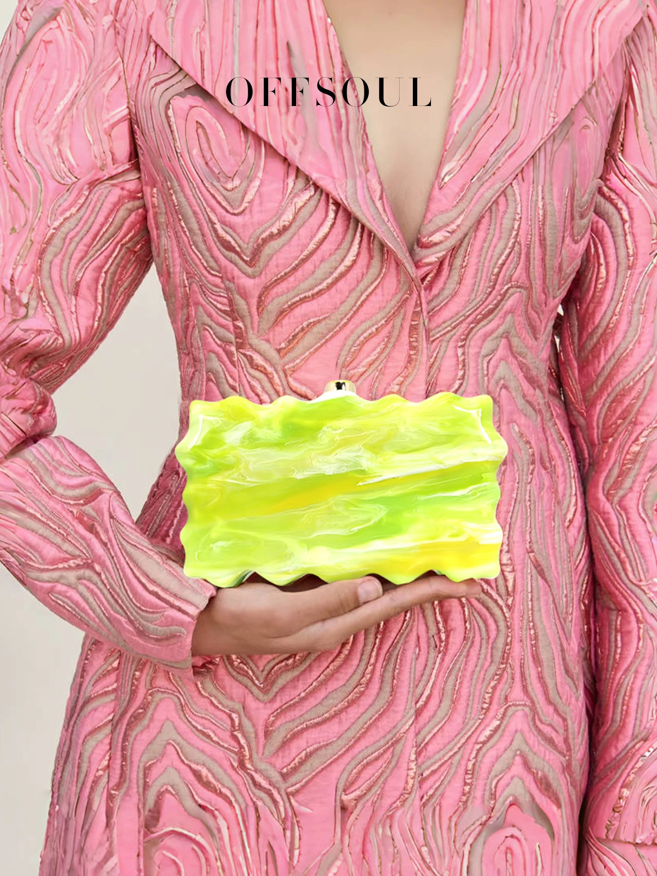 European and American Fashion Acrylic Marble Wave Shell Box Small Square Bag Banquet Mobile Phone Hand Crossbody Versatile Party Wedding Fa 250614