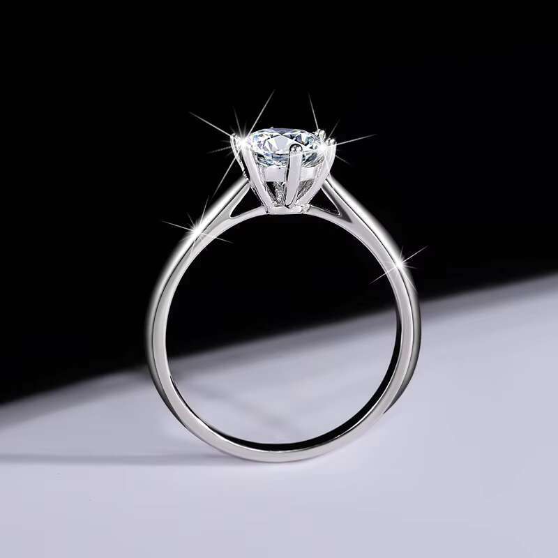 Fashion Classic Six Prongs Moissanite S925 Sterling Silver Wedding Engagement Ring for Women