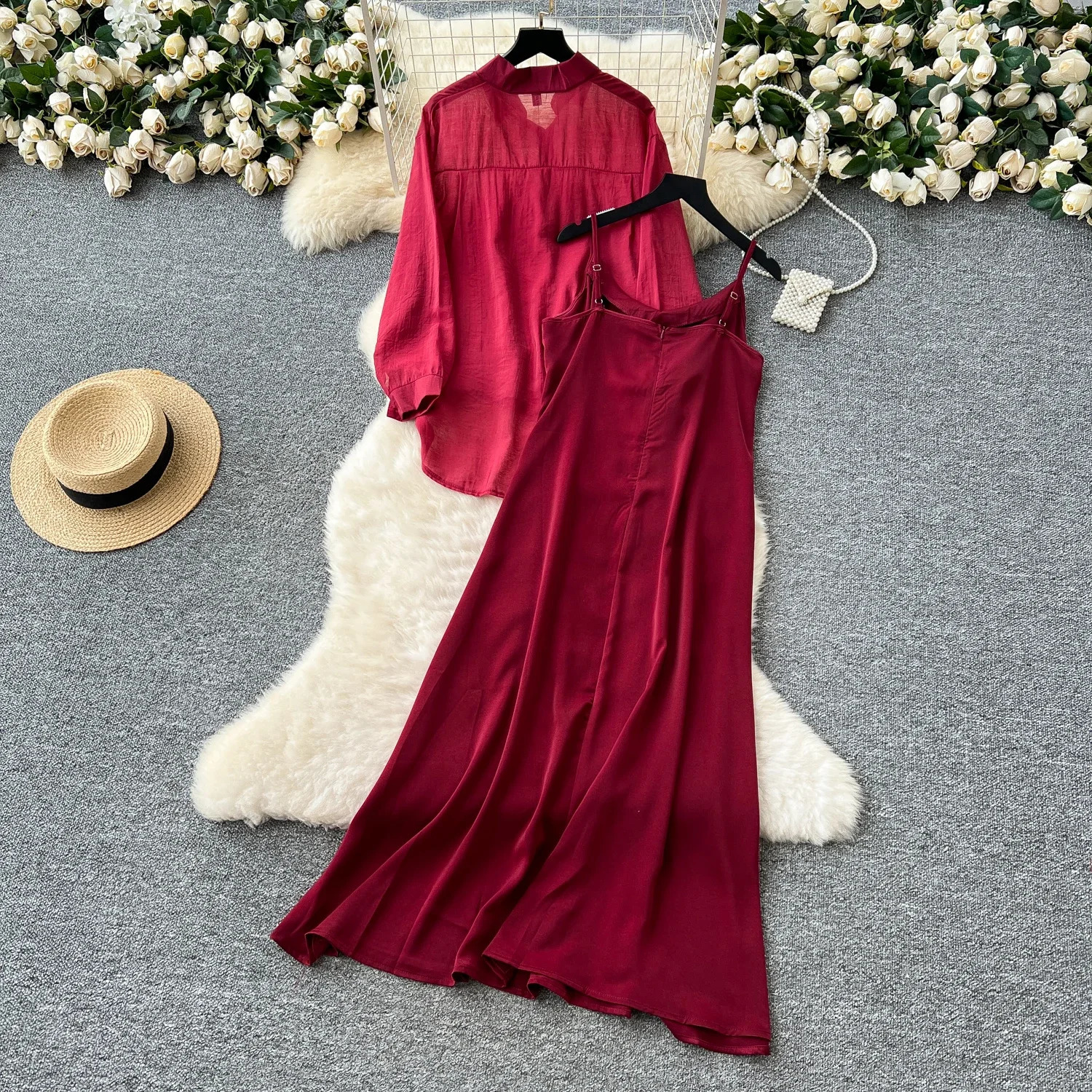 Solid Sexy Single Breasted loose Elastic Slim Two Piece Set Elegant office lady Summer Korean Fashion Vestidos 250609