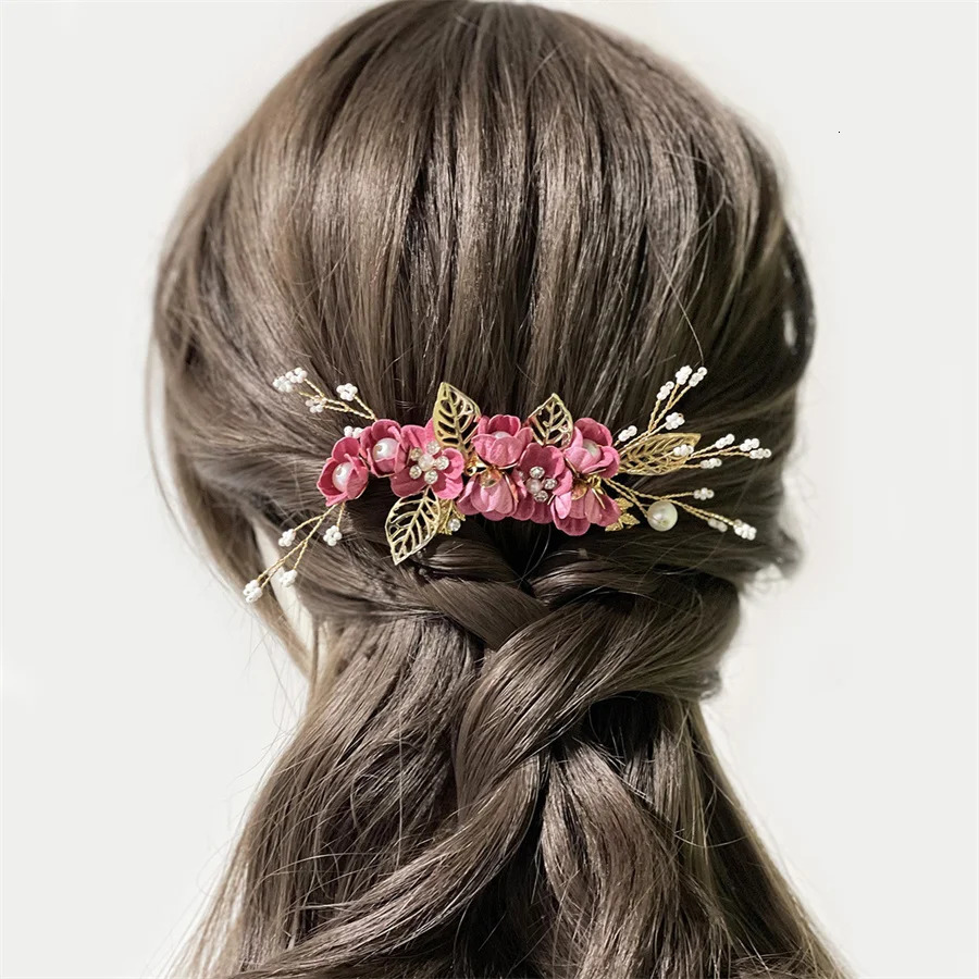 Korean bride wedding headdress Fashion blue purple pink white fresh hair combing womens childrens bridesmaid hair accessories 250610