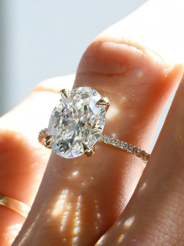 925 Sterling Silver Zirconia Gorgeous Shiny 1-5CT Oval Stone Ring For Women Engagement Wedding High Quality Fine Jewelry 250610