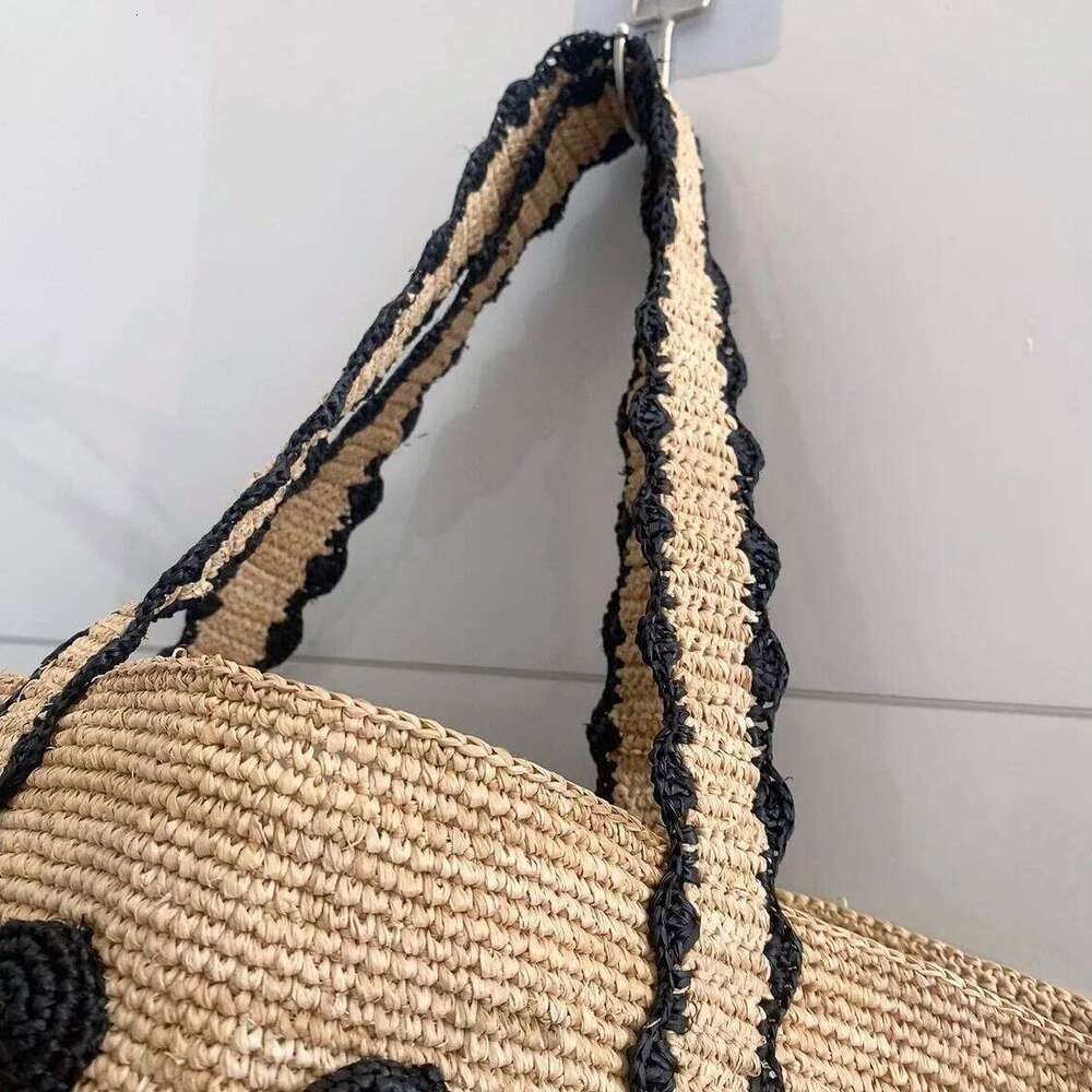 Raffia Straw Dot Woven Bags for Women Summer Beach Casual Shoulder Travel Bucket Bag Sle No Brand Registe