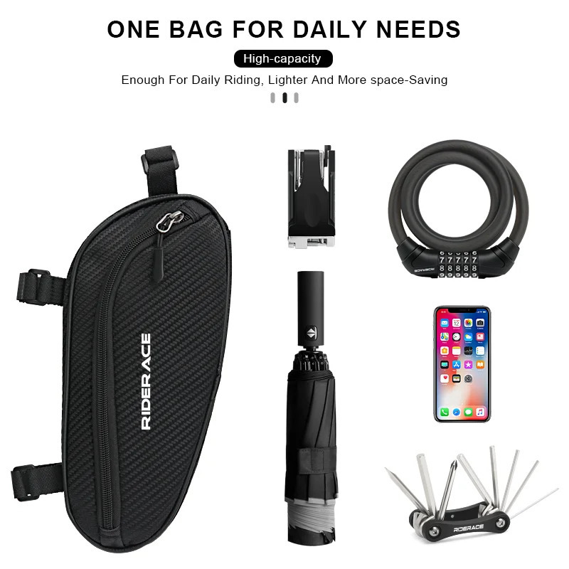 RIDERACE Waterproof Cycling Tube Bag For MTB Bike Triangle Bag Road Cycling Frame Front Bags Repair Tools Rainproof Bicycle Bag 250610