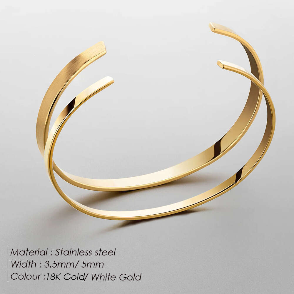 eManco Fashion Layered Stainless Steel Bracelet Multi-layer Open Bangle Box Cuban Chain Jewelry